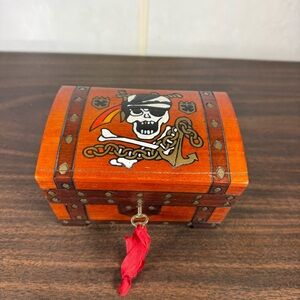 Pirate Chest Box Handmade Wood Keepsake Jewelry Box Working Lock With Key